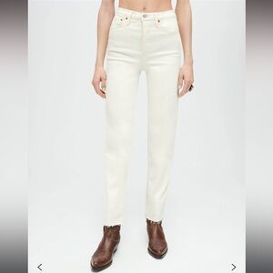 Re/Done Cream Straight Leg Jeans, size 28